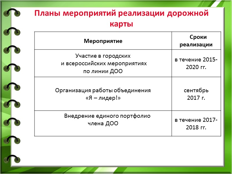 Планы мероприятий реализации дорожной карты